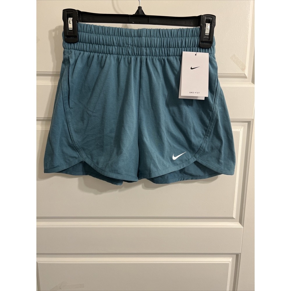 Nike Dri-FIT High-Waisted Training Shorts DX4965-379 Kid's Size L Green - Picture 1 of 2